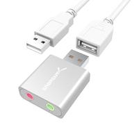 SABRENT | Adaptador USB a Jack 3,5 mm con Entrada de micrófono para Auriculares | Tarjeta de Sonido Externa USB estéreo 3D | Compatible con PS4, Windows y Mac [AU-EMAC]