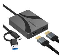 SABRENT Adaptador USB C a HDMI 4K 60Hz, Pantalla Extendida para Dos Monitores con DisplayLink, Compatible Thunderbolt, Mac M1/M2/M3, USB C y USB A, Windows, macOS y Linux (DA-CA2H)