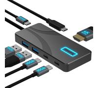 SABRENT Estación de Acoplamiento USB C Hub 5-en-1, Puertos USB-A y USB-C 10Gbps, Salida HDMI 4K, Entrada 100W PD, Carga 80W, Concentrador Aluminio Portátiles, Teléfonos Tabletas - HDR/HDCP (HB-TG5P)