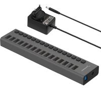 SABRENT Hub de 16 Puertos USB | Con Interruptores de Alimentación Individuales y LED, USB 3.0, Estación de Carga, Incluye Adaptador de (HB-PU16)