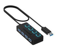 SABRENT Hub de 4 Puertos USB con interruptores de alimentación Individuales y LED | USB 3.0 | para PS5, Xbox, PC, y Gaming [HB-UM43]