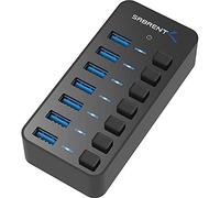 SABRENT Hub de 7 Puertos USB con interruptores de alimentación Individuales y LED | USB 3.0 | Incluye Adaptador de Corriente de 36W 12V/3A | para PS5, Xbox, PC, Gaming [HB-BUP7]