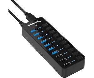 SABRENT Hub de 7 Puertos y 3 de Carga USB con interruptores de alimentación Individuales y LED | USB 3.0 | Incluye Adaptador de Corriente de 60W 12V/2.4A | para PS5, Xbox, PC, Gaming [HB-B7C3]
