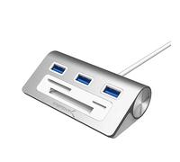 Sabrent Hub USB 3.0 de aluminio de 3 puertos Premium con lector de tarjetas Multi-en-1 (cable de 12 ") para iMac, MacBook, MacBook Pro, MacBook Air, Mac Mini o cualquier PC (HB-MACR)