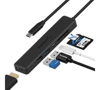 SABRENT Hub USB C HDMI 4K USB Tipo-C 6 Puertos 60W PD 1 Puerto USB 3.0 2 Puertos USB 2.0 Lector Tarjetas SD/Micro SD Compatible con MacBook Pro Air M3 M2 M1 iPad Pro Air, Surface Pro Laptops [HB-TC6C]