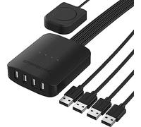 SABRENT Interruptor de Intercambio USB 2.0 de hasta 4 computadoras y periféricos con Indicadores LED de Dispositivo (USB-USS4)