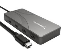 SABRENT OMNIPORT 6B - Hub USB C de 6 puertos, divisor USB-C con 4 puertos USB-C de 10 Gbps y 2 puertos USB-A, carga alimentada por PD de 100 W, concentrador de datos USB-C a USB-C multipuerto para