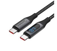 SABRENT USB C a USB C Cable de Carga con Smart Display | Largo 1M/3.3FT, E-Marker Chip, 100W de Carga y 480Mbps de Velocidad de Transferencia, para Portátiles, Teléfonos (CB-C2C1)