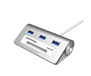 SABRENT USB Hub USB 3.0, Adaptador USB 6 en 1, Divisor USB, Extensión USB Múltiple con Hub USB 3.0 de 3 Puertos | CF, Lector de Tarjetas SD/microSD para MacBook, Mac Mini, o Cualquier PC [HB-MACR]