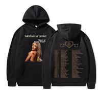 Sabrina Carpenter Short 'N Sweet Tour Sudadera con capucha para hombre y mujer, a la moda, casual, vintage, Harajuku, forro polar, Negro, M