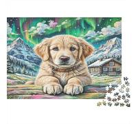 Sabueso de Sangre Rompecabezas de Papel Grueso de Cachorro de Golden Retriever con Aurora, Pack de Regalo Interactivo para Personas Mayores 52x38cm/1000 Piezas