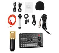 SABUIDDS Equipo de podcast con micrófono, auriculares y línea de datos, incluye 8 modos de sonido, 16 efectos de sonido y 4 efectos de intercambio de sonido, para ordenador portátil, ordenador