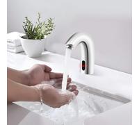 SABUIDDS Grifo de baño con sensor infrarrojo Sen-sor, grifo de baño con sensor automático, grifo de lavabo sin contacto, grifo de lavabo con sensor para cocina, baño, acero inoxidable, color plateado
