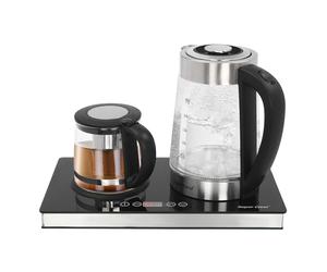 SABUIDDS Hervidor de agua grande de 2,5 L con 1 L de cristal, tetera para café y té, tetera turca, té turco tradicional con filtro de té de acero inoxidable, 1800 W, para oficinas, hoteles,