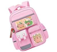Sac À Dos Capybara - Sac À Dos Mignon Pour, Sac À Dos À Rabat Avec 6 insignias | Sac D'école De Dessin Animé Capybara, Sac Décontracté Pour Garçons Et Filles, Sac À Dos Léger Et Pratique, rosa,