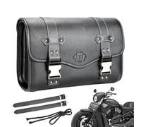 Sac Fourche Moto - Cuir PU Noir Doublure Nylon Retro, Rangement Outils Étanche Grande Capacité, Pochette Selle Latérale Navetteurs Guidon | Organisateur Pratique Polyvalent Pour Motards Quotidiens