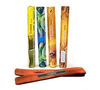 Sac inciensos 4 cajetillas con 20 Varillas Cada una, Miel, Vainilla, Canela y Limón + Tablilla Aromasenses de Regalo