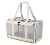 Sac Transport Chat Pliable et polyvalent, Ouverture Large Design respirant pour un Confort Optimal, Multifonctions et portabilité pour Les Voyages en Ville ou en Avion (Beige)