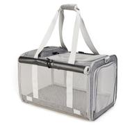 Sac Transport Chat Pliable et polyvalent, Ouverture Large Design respirant pour un Confort Optimal, Multifonctions et portabilité pour Les Voyages en Ville ou en Avion (Gris)