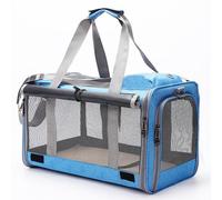 Sac Transport Chat Pliable et polyvalent, Ouverture Large Design respirant pour un Confort Optimal, Multifonctions et portabilité pour Les Voyages en Ville ou en Avion (Bleu)