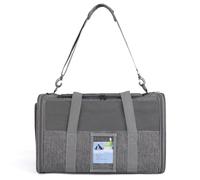 Sac Transport Chat Portable et respirant, Ouverture Large et Conception ergonomique pour un accès facile, Multimodalité de Port sécurité renforcée (Gris)