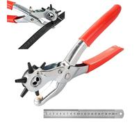 Sacabocados Cuero,Agujeros Cinturon Sacabocados para Cuero,Herramienta Sacabocado para Cinturón,Apto para cuero,Cinturón,Cartón,Zapatos,Cartera,Rojo