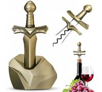 Sacacorchos Ah So, Abridor de Vino Espada Excalibur con Base, Sacacorchos Vintage de Aleación de Zinc para Vinos Antiguos & Corchos Frágiles, Regalo Vino Hombre, Sommelier & Decoración Bar (Bronce)