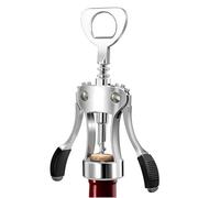 Sacacorchos con abrebotellas profesional, sacacorchos con dos palancas antideslizantes, sacacorchos multifunción de palanca, abrebotellas y espiral, de acero inoxidable, metal cromado, para sacar