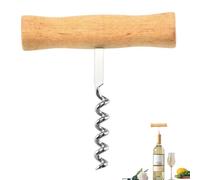 Sacacorchos con mango de madera - Abrebotellas de vino clásico, destornillador duradero en forma de T | Herramienta sumiller de acero inoxidable, abrebotellas de mano compacto con configuración de