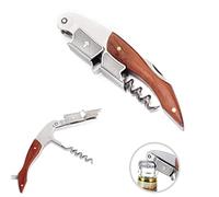 Sacacorchos de Camarero Profesional Abrebotellas con Mango de Madera Maciza y Acero Inoxidable Cuchilla Cortacápsulas Utensilios de Bar y Cocina, Botellas de Cerveza y Vino, Sommelier y Barmans