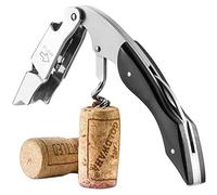 Sacacorchos de Camarero,Sacacorchos Profesional, Todo en 1Abridor Vino Fabricado en de Palo de Natural y Acero Inoxidable Premium con abrebotellas y cortacápsulas（Negro）