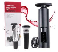 Sacacorchos de vino 4 Piezas Juego de abridor de vino Sacacorchos Profesional con cortador de papel, vertedor de vino y tapón de vino al vacío, abridor de botellas para vacaciones, fiesta, bar