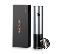 Sacacorchos Eléctrico Abridor de Botellas de Vino Automático Profesional Abrebotellas para Amantes del Vino Regalo de Lujo (Plata, Abridor con Cortacápsulas, Caja de Regalo, Recargable, Un Toque)