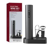 Sacacorchos Eléctrico Abridor de Botellas de Vino Electrico Automático Profesional Abrebotellas para Regalo de Amantes del Vino (Negro, Juego Base, Motorizado a Batería)