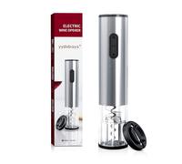 Sacacorchos Eléctrico Abridor de Botellas de Vino Electrico Automático Profesional Abrebotellas para Regalo de Amantes del Vino (Plata, Abridor con Cortacápsulas, Motorizado a Batería)