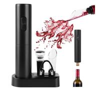 Sacacorchos eléctrico - Abridor de botellas eléctrico, sacacorchos automático con sacacorchos cortador, aireador de vino vertedor, tapón de vino, caja de regalo
