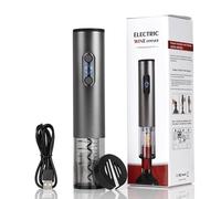 Sacacorchos eléctrico automático - Abridor de botellas de vino inalámbrico a pilas con juego de cortador de papel de aluminio - Abridor de sacacorchos recargable de acero inoxidable para