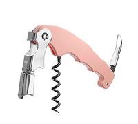 Sacacorchos Profesional Dos Tiempos Koala Retro de Acero Inoxidable con Espiral Antiadherente, Color Rosa