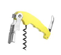 Sacacorchos Profesional Dos Tiempos Koala Retro de Acero Inoxidable con Espiral Antiadherente, Color Amarillo