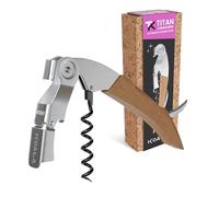 Sacacorchos profesional dos tiempos KOALA TITAN - Acero inoxidable, doble palanca patentada, abridor de vino sommelier resistente y ergonómico. Acabado en Madera