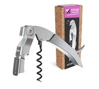 Sacacorchos profesional dos tiempos KOALA TITAN - Acero inoxidable, doble palanca patentada, abridor de vino sommelier resistente y ergonómico. Acabado en Acero