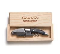 Sacacorchos y abrebotellas Prestige en caja de madera de pino por Coutale Sommelier. De origen francés con resorte de doble palanca patentado.