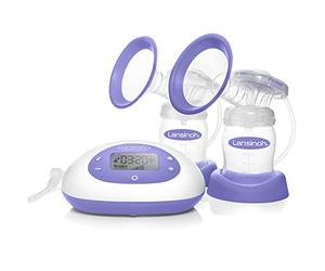 Sacaleches Eléctrico Doble 2 en 1 de Lansinoh, Extrae la leche materna de forma más eficaz, rápida y cómoda, morado