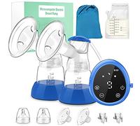 Sacaleches Eléctrico Extractor de Leche Doble con 10 Bolsas de Almacenamiento de Leche 180ml Biberón Bolsa de transporte Silencioso Portátil Sacaleches con Pantalla LED 3 Modos 9 Niveles