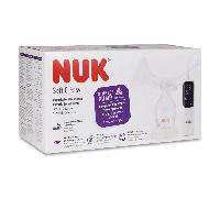 NUK Sacaleches eléctrico Soft & Easy | Cabezales de pecho de silicona 100% | Pequeño, ligero y silencioso | Batería para viajes | Cabezales de pecho de 24 mm y 27 mm | 1 biberón Perfect Match