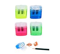 Sacapuntas con recipiente, paquete de 4, sacapuntas con lata, tapa de diseño de doble orificio para niños, sacapuntas de mano, tajador, sharpener, sharpener para escuela, oficina