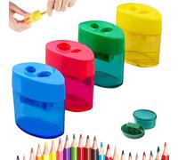 Sacapuntas con tapa, doble hueco compacto y colorido, afilador manual portátil para niños, estudiantes y adultos - Escuela, hogar, oficina,Ellipse 4pcs