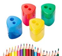 Sacapuntas con tapa, doble hueco compacto y colorido, afilador manual portátil para niños, estudiantes y adultos - Escuela, hogar, oficina,Triangle 4pcs