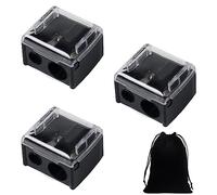 Sacapuntas de 2 piezas, bolsa de almacenamiento de 1 PC, sacapuntas de 2 agujeros, sacapuntas para ojos, sacapuntas manual de cejas, adecuado para delineador de ojos, lápiz de cejas (negro)