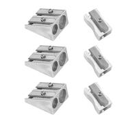 Sacapuntas de 6 piezas, sacapuntas de uno y doble orificio, útiles para estudiantes, papelería para estudiantes, material de oficina, sacapuntas de metal, sacapuntas portátil